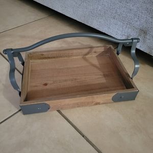 Wood Tray With Metal Handle (small)